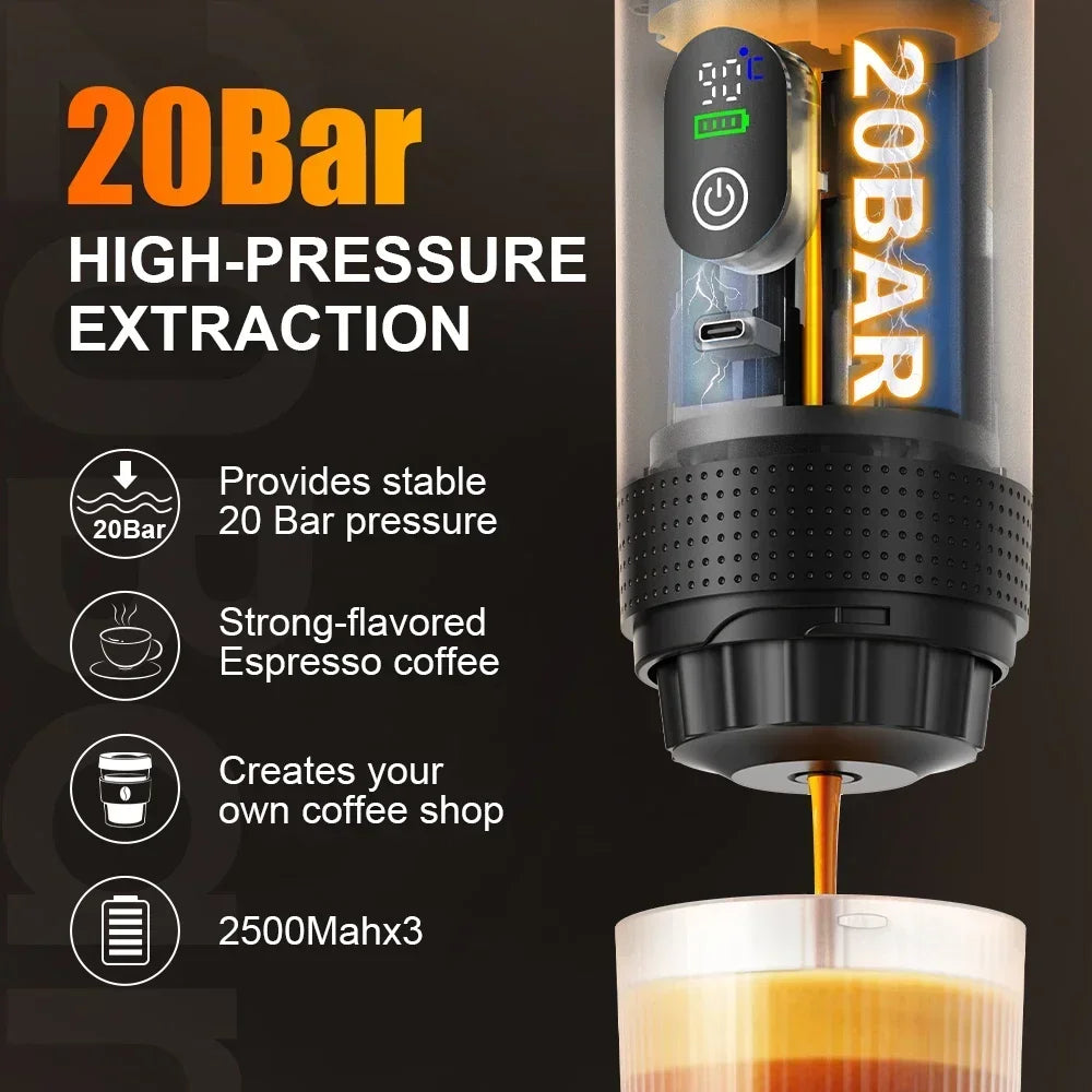 Portable Espresso Coffee Maker with Digital Display