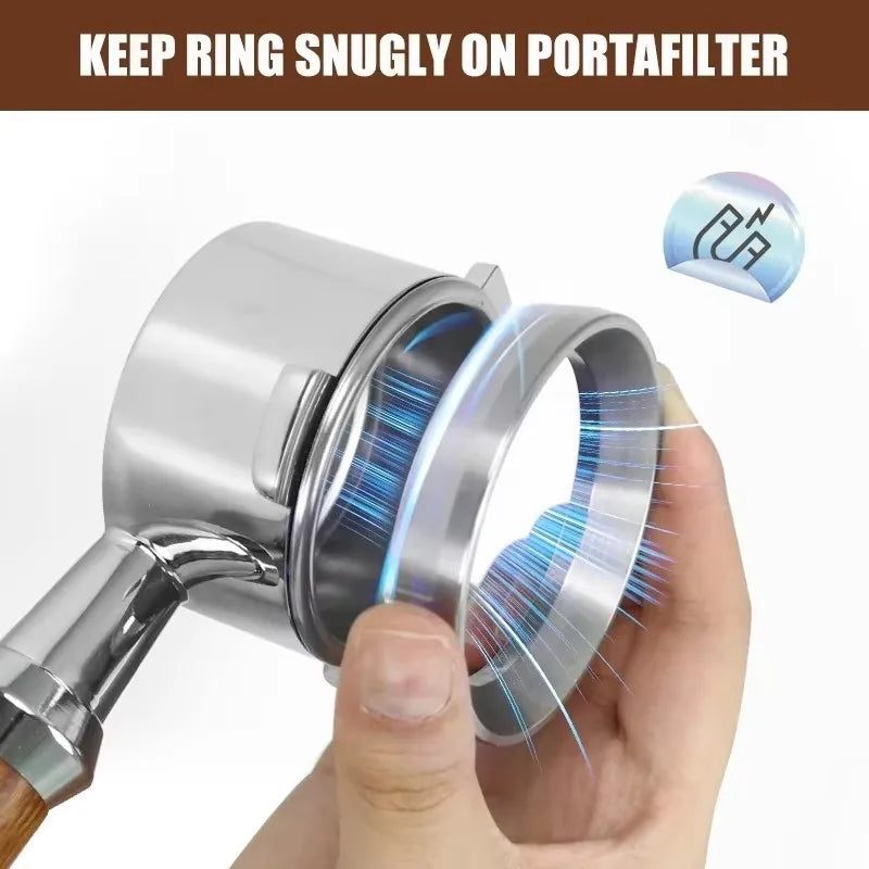 Coffee Dosing Funnel – Aluminum Magnetic Ring for Portafilter (51mm/53mm/58mm)