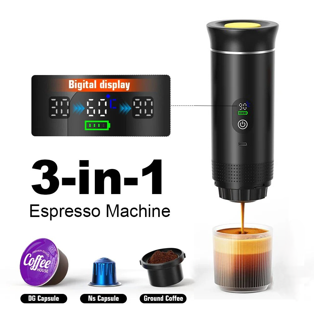 Portable Espresso Coffee Maker with Digital Display